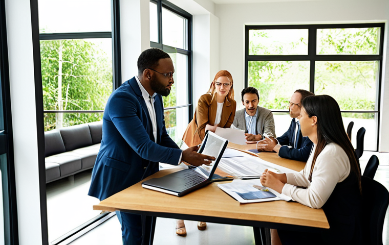 **Image Prompt:** A diverse group of business leaders collaborating around a table, reviewing sustainability reports and discussing innovative solutions for environmental impact reduction. The setting is a modern, eco-friendly office space with natural light and visible green initiatives. The atmosphere is collaborative and forward-thinking, reflecting data-driven decision-making.