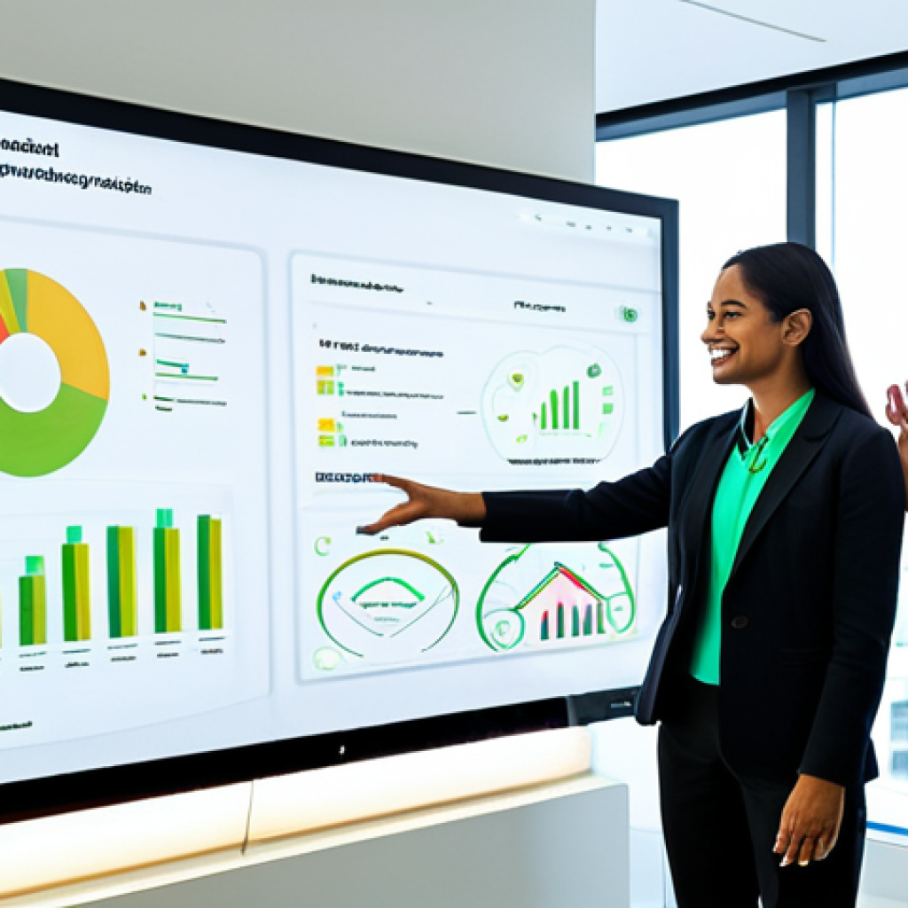 A diverse group of three professionals, including a sustainability strategist, an engineer, and a data scientist, fully clothed in modern business attire, collaborating around a large interactive screen displaying complex sustainability metrics in a bright, contemporary office space with natural light and subtle green design elements. The image features perfect anatomy, correct proportions, well-formed hands, and a natural pose. This is a professional, high-quality photograph, safe for work and appropriate content, showing a family-friendly scene.