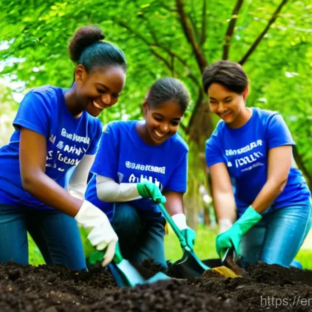 지속가능발전 실무 경험 쌓기 - **Prompt: The Joy of Community Volunteering**
    "A diverse group of cheerful volunteers, aged late...